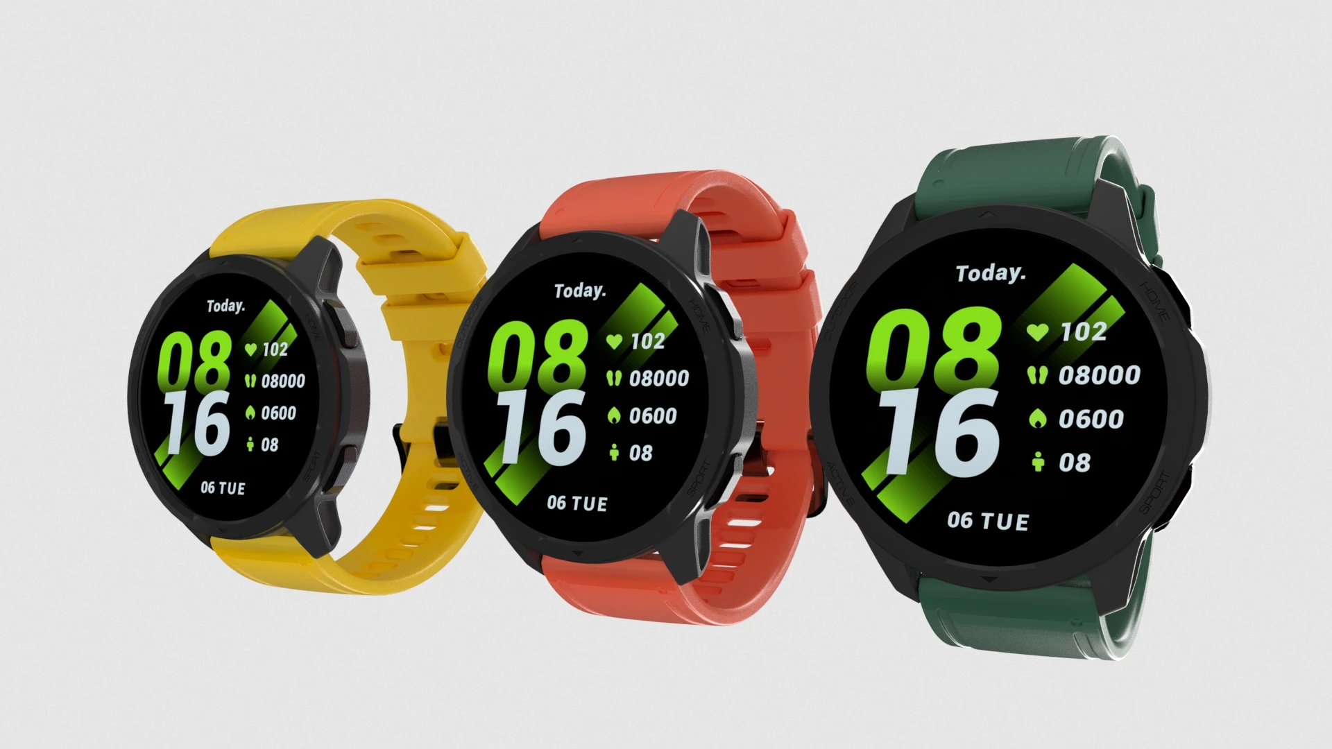 Photoreal 3D visualization of Redmi Watch S of all color variants