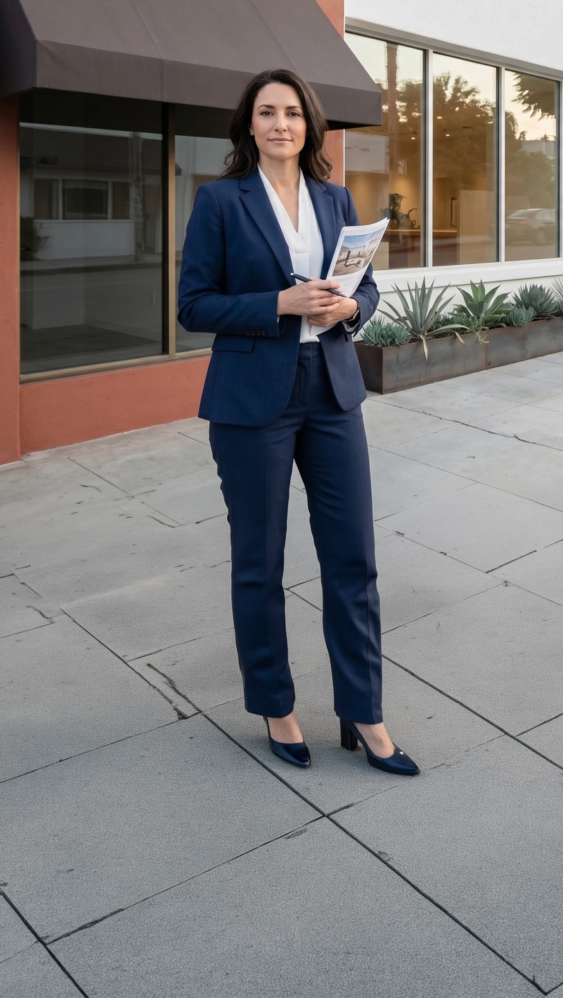 Appraiser at a commercial property exterior