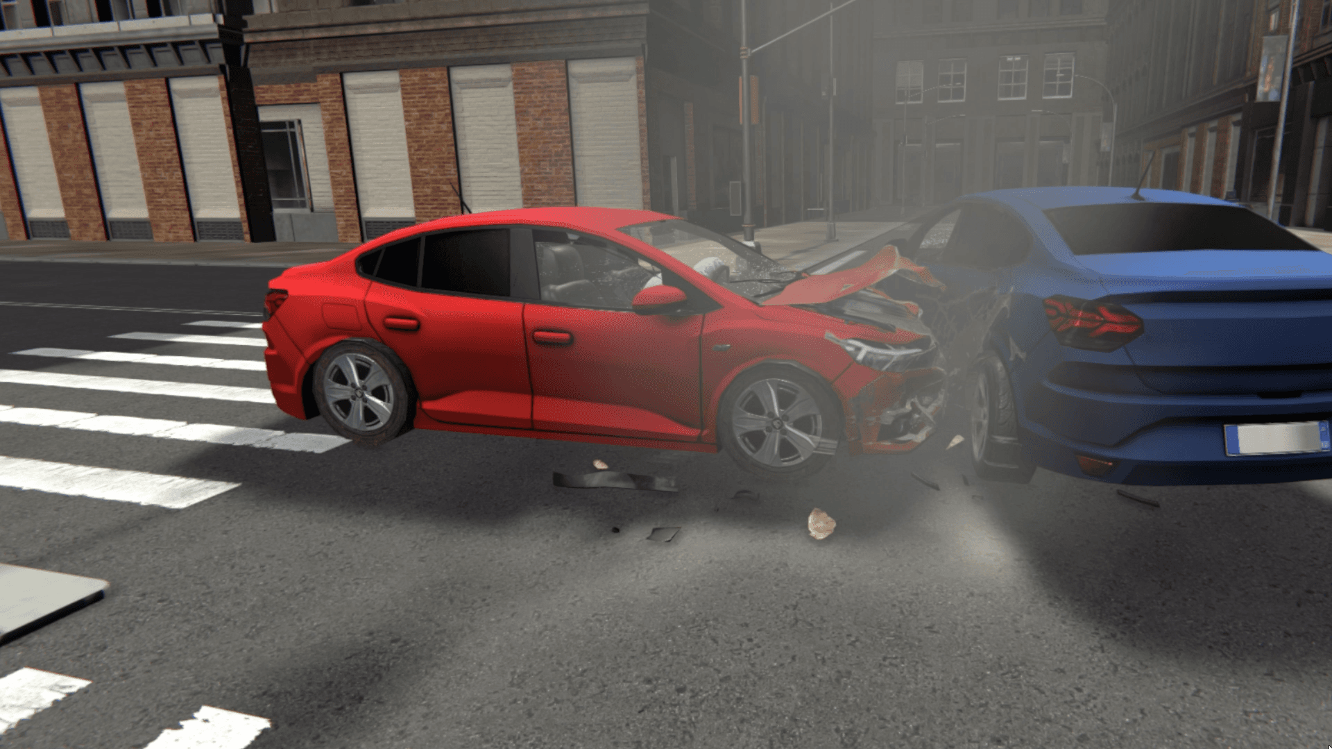3D vehicle t-bone crashed into another vehicle as a consequence of distracted driving