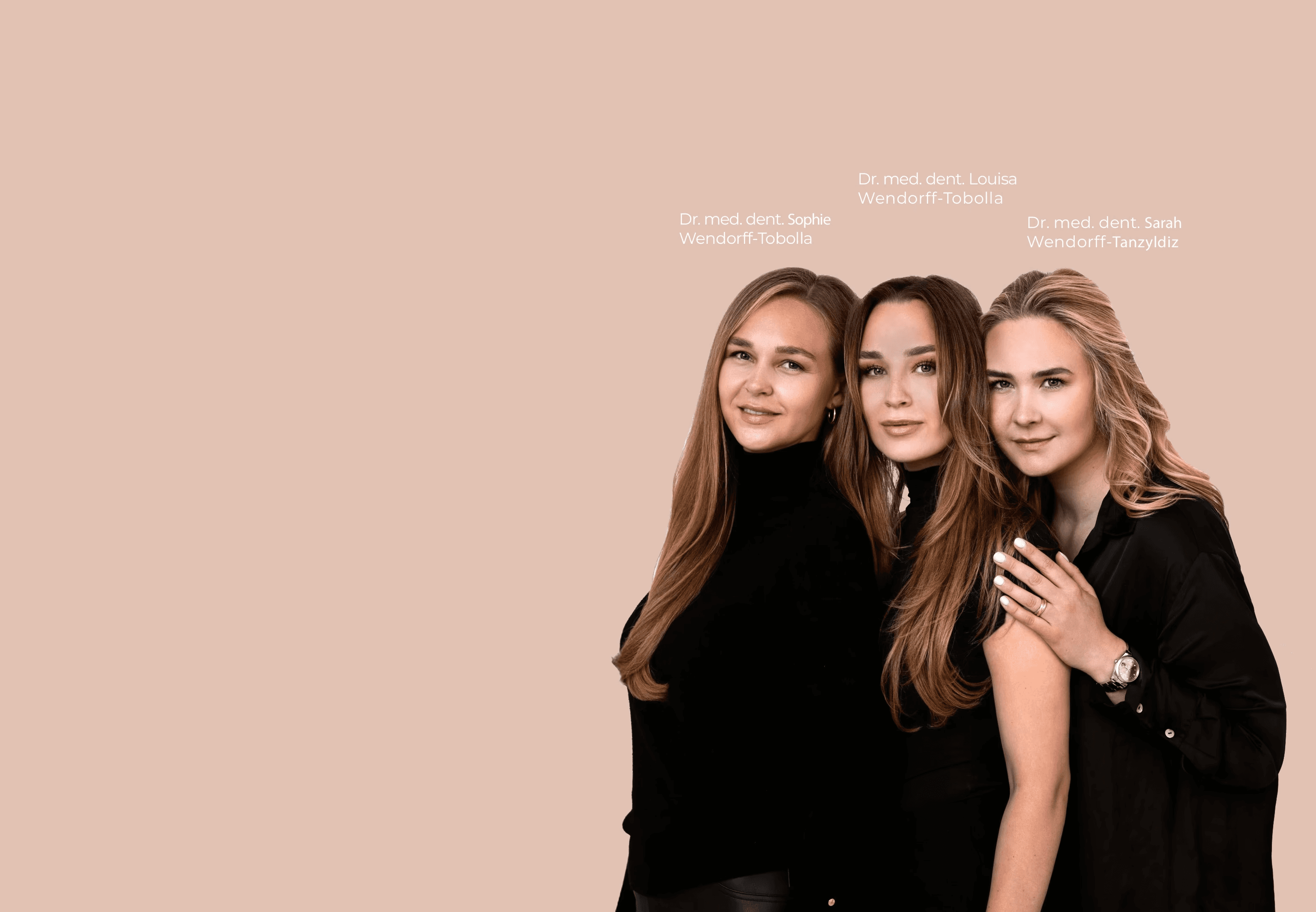 Close-up portrait of the founders of ZMM, Sophie, Louisa and Sarah infront of a beige bg.
