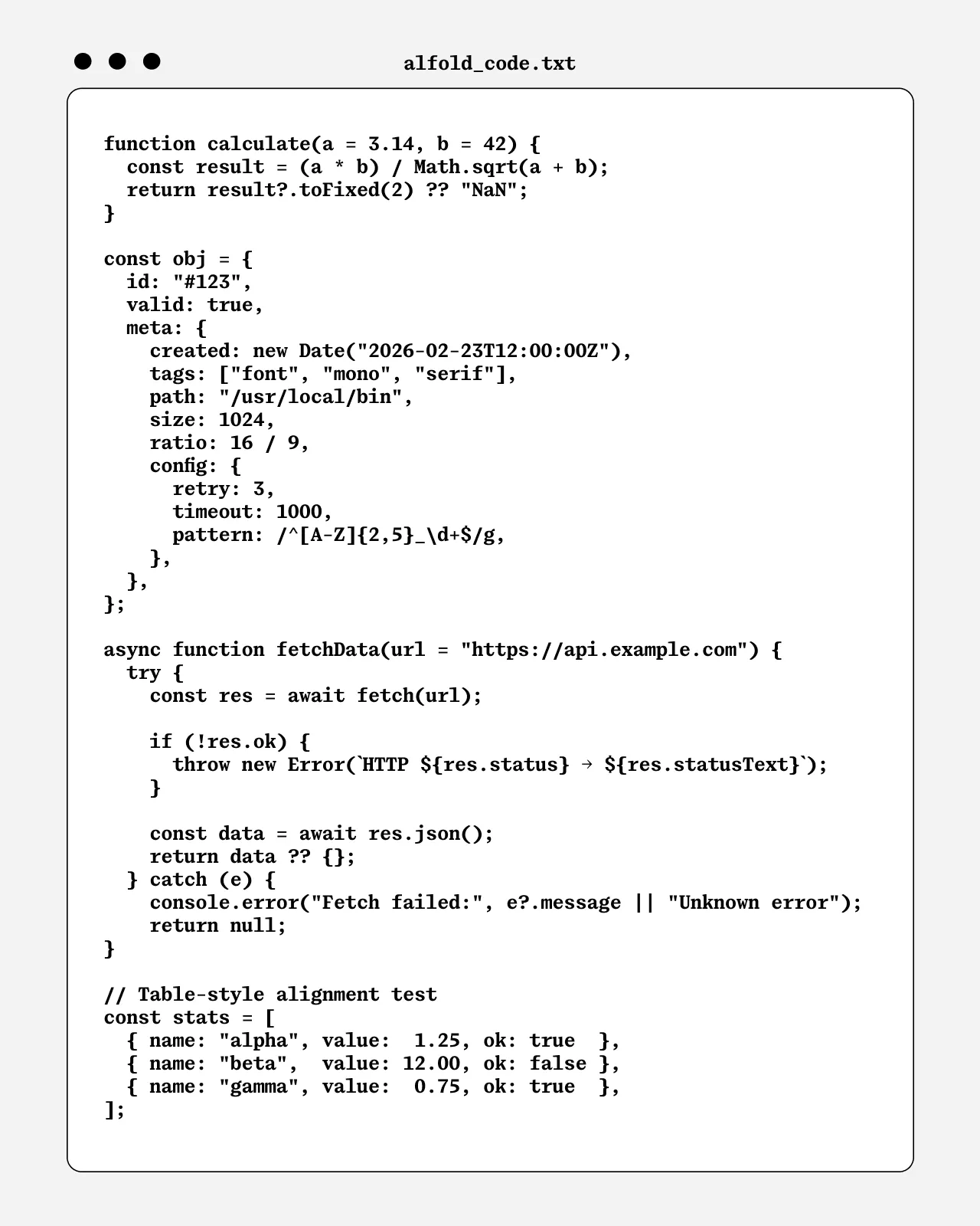 Alfold Mono as a coding font