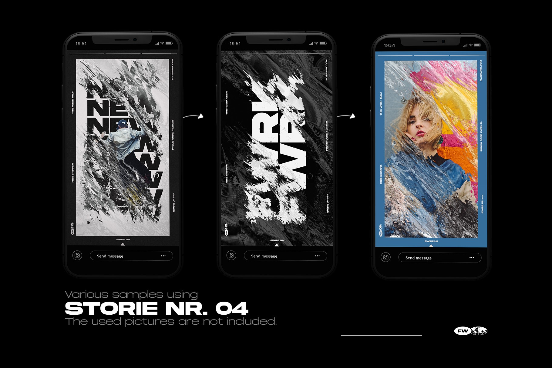 Close up of a green y2k logotype bundle template printed on a black oversized t-shirt