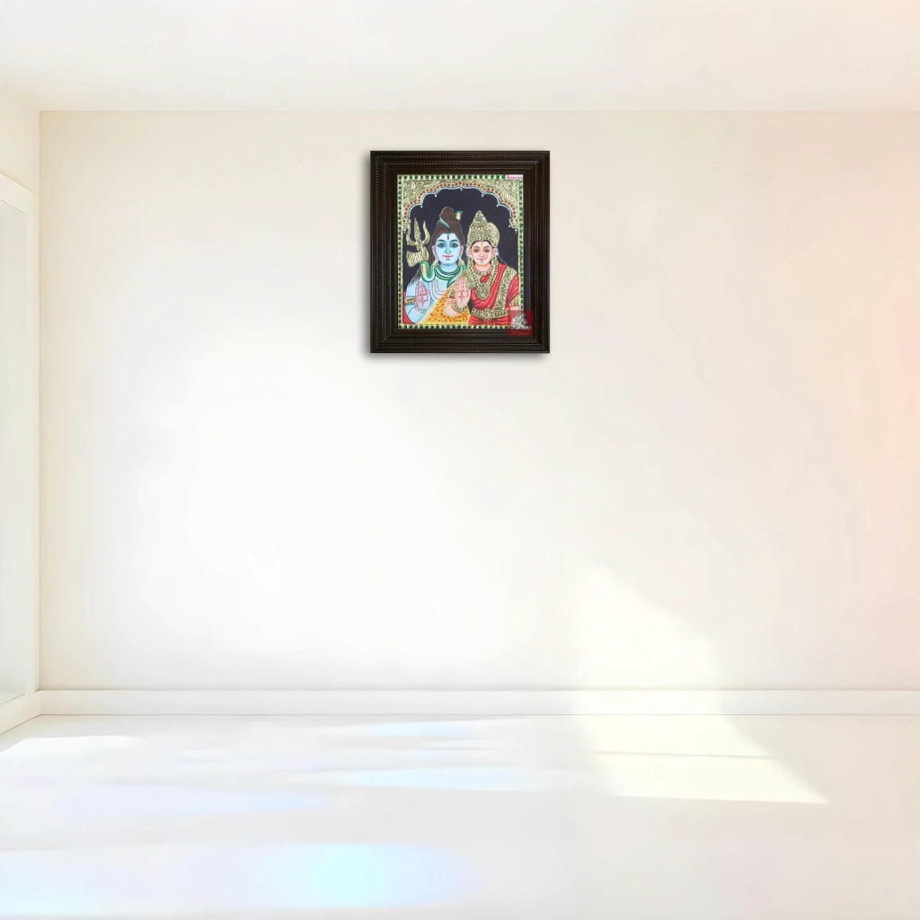 shiva parvathi tanjore painting