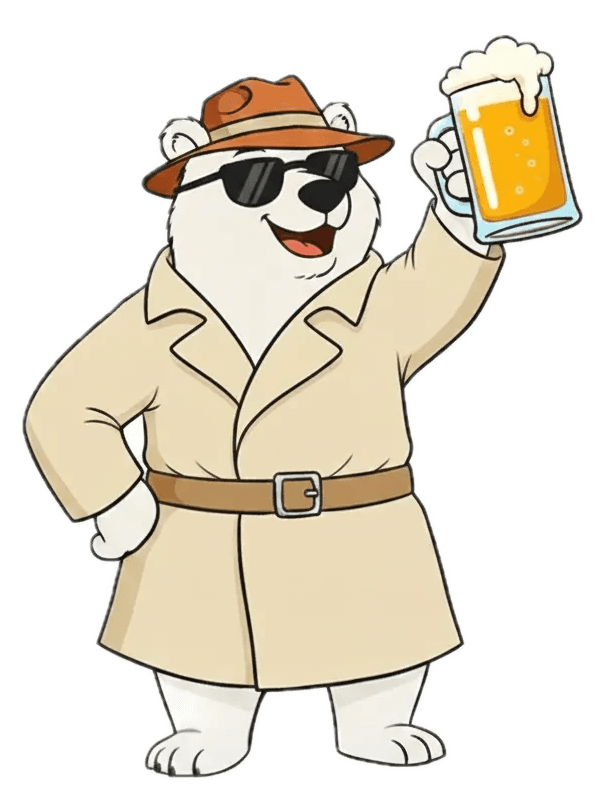 Illustration of a bear holding a beer