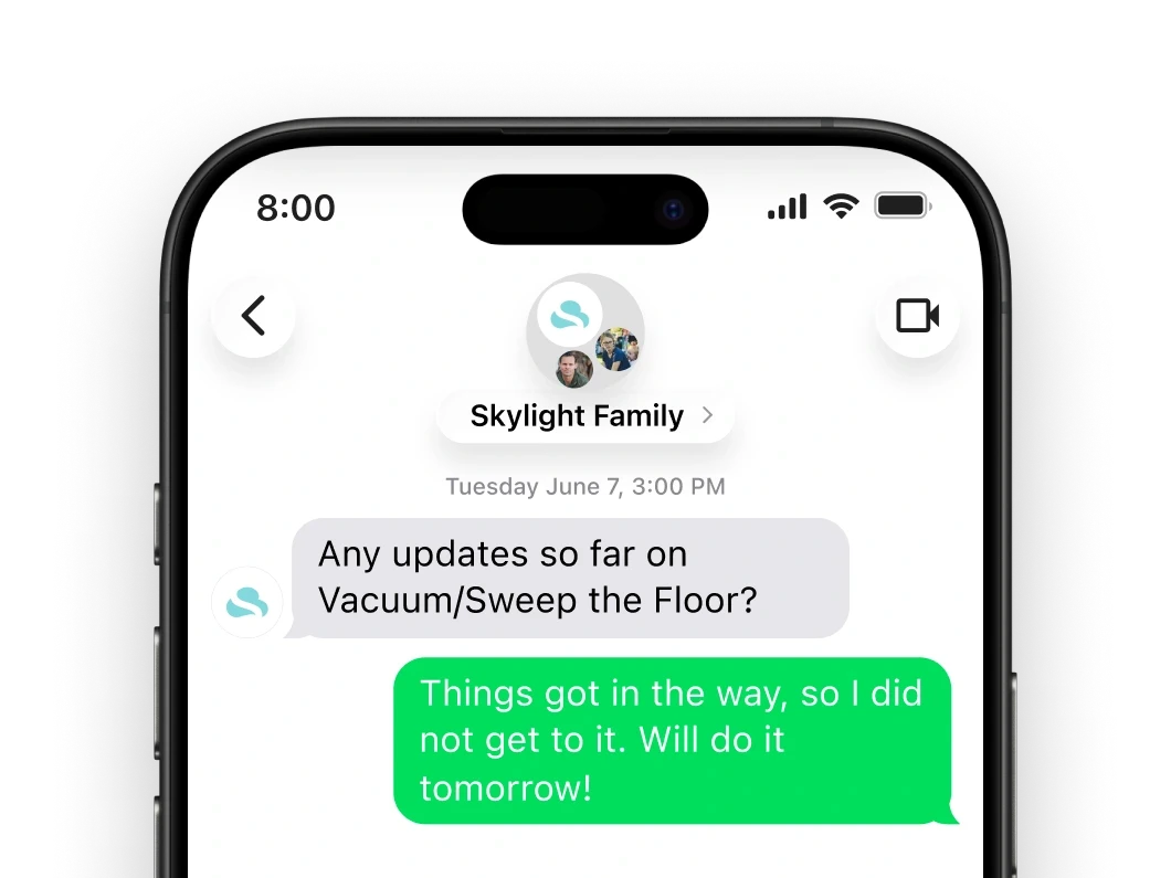 Skylight Assistant reminder text