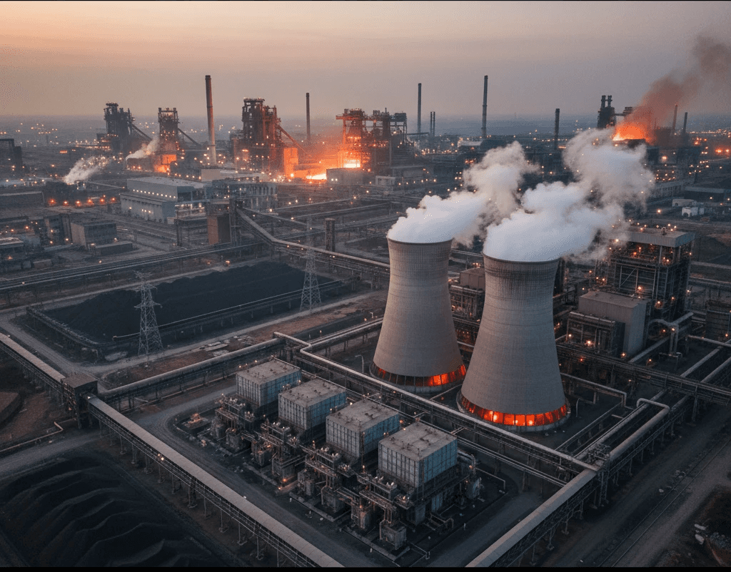 brown and black factory during night time