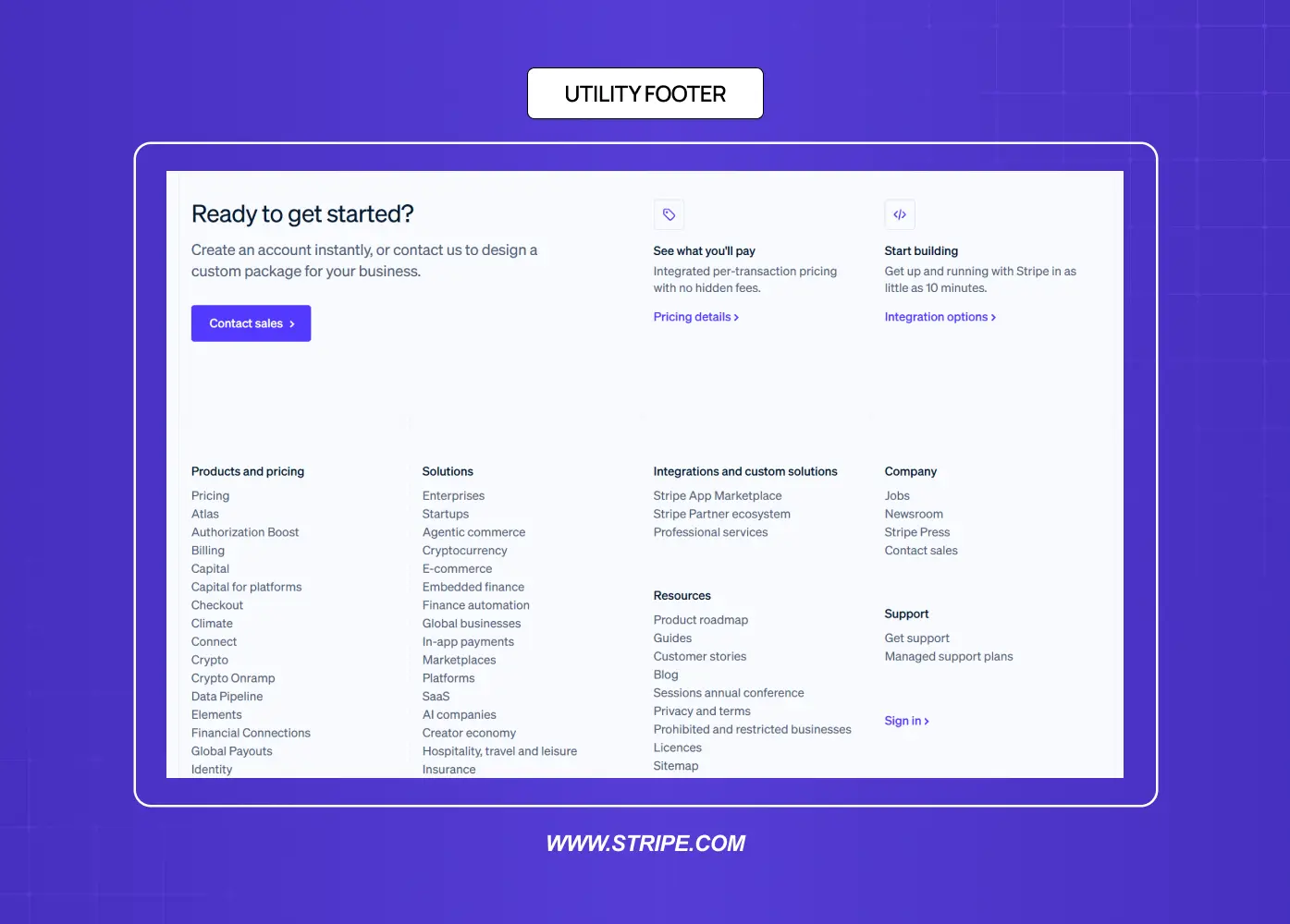 Footer focused on support, navigation, and product links for quick user access. 