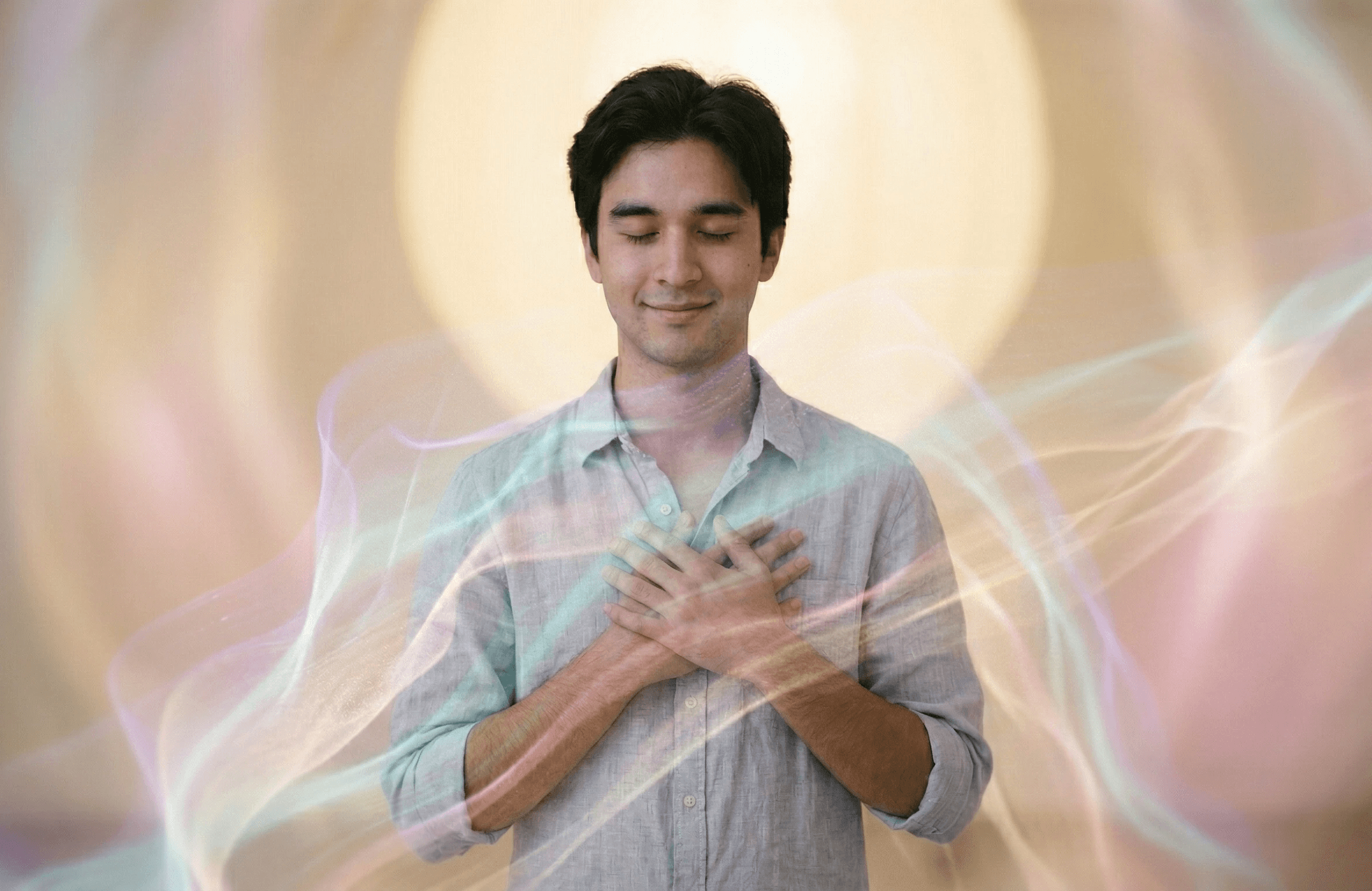 Hand on chest with prosperity