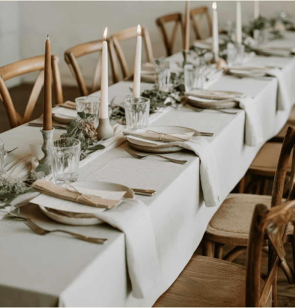 A couple dances closely, showcasing a flowing green dress, against a soft, blurred background of other guests.