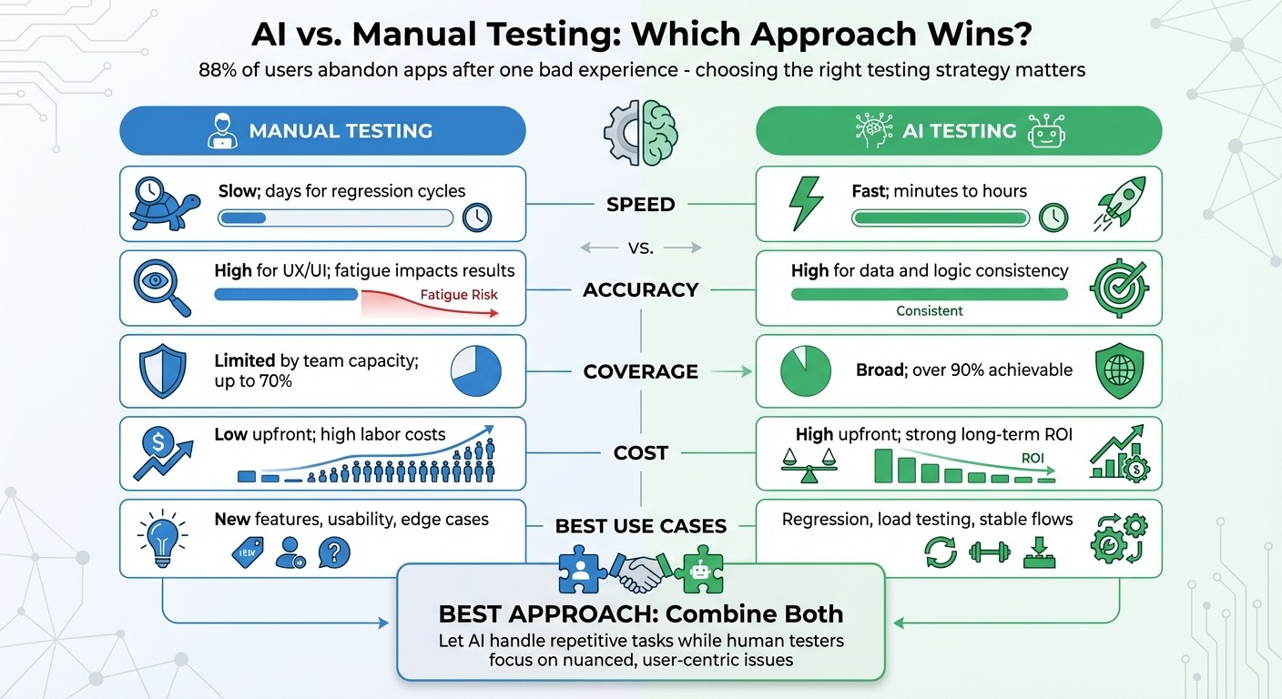 AI vs Manual Testing: Speed, Accuracy, Coverage and Cost Comparison