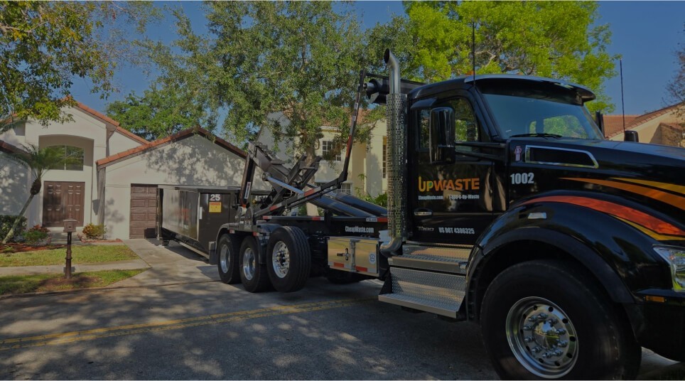 Dumpster outside of a residential house