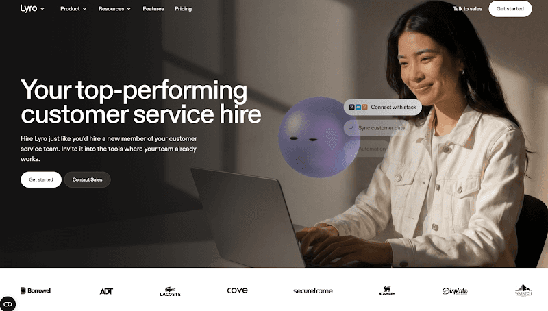 Tidio Lyro page presenting its conversational AI agent inside Tidio’s customer support workspace.