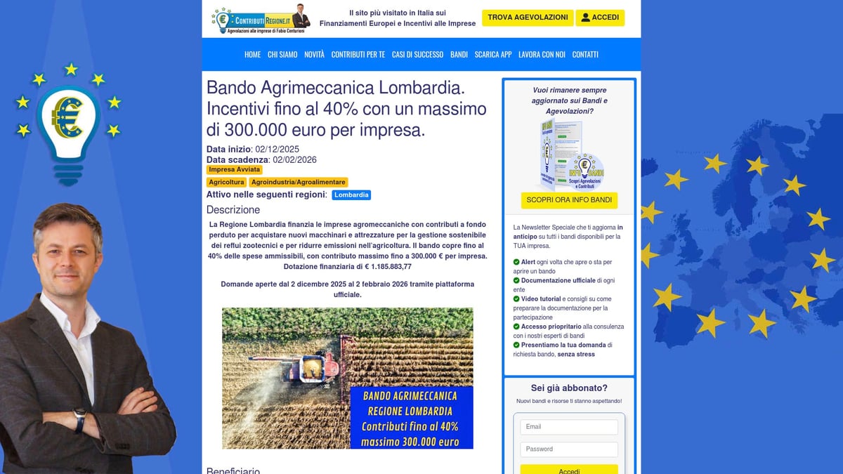 7 Opportunità di Finanziamenti Lombardia da Scoprire nel 2026 - Bando Agrimeccanica Lombardia 2026