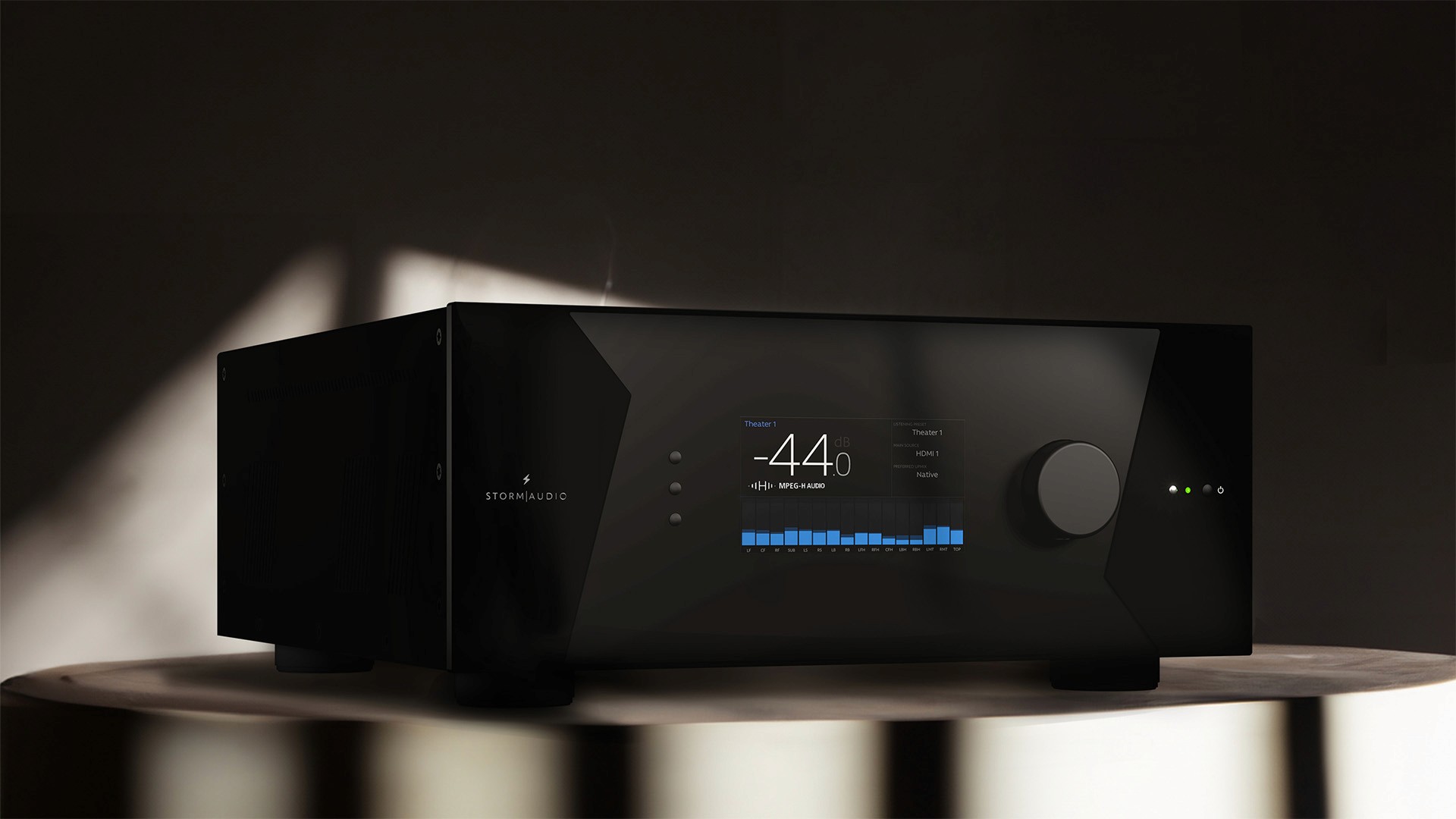 StormAudio home theater processor with display