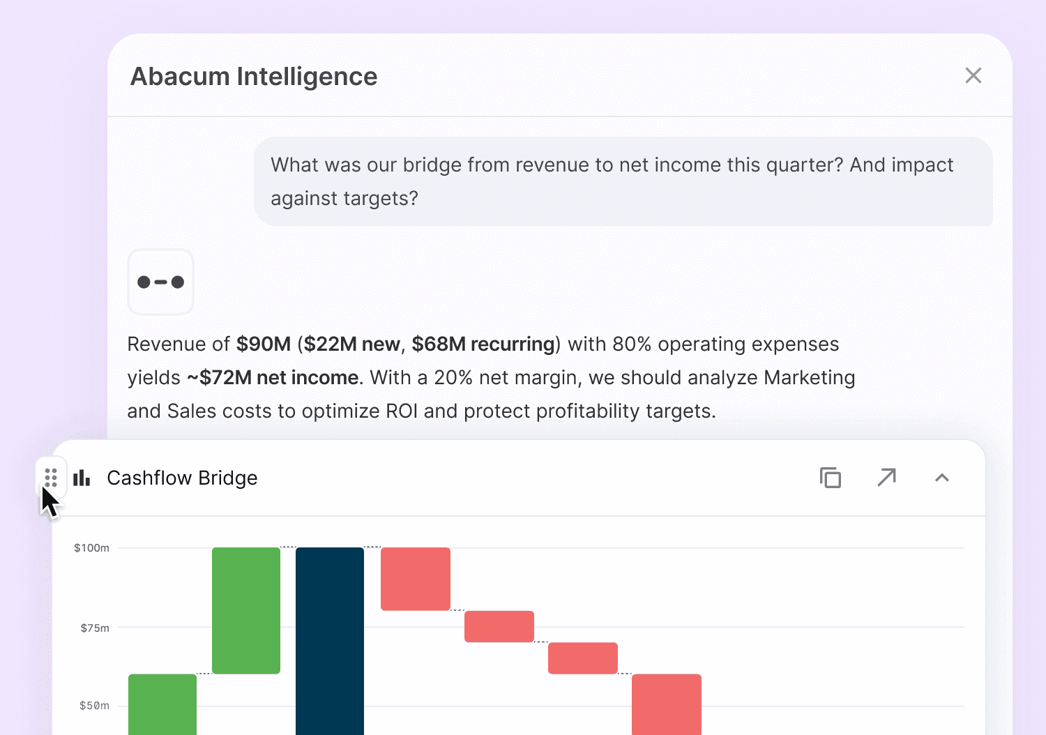 Dashboard showing the planning capabilities of Abacum
