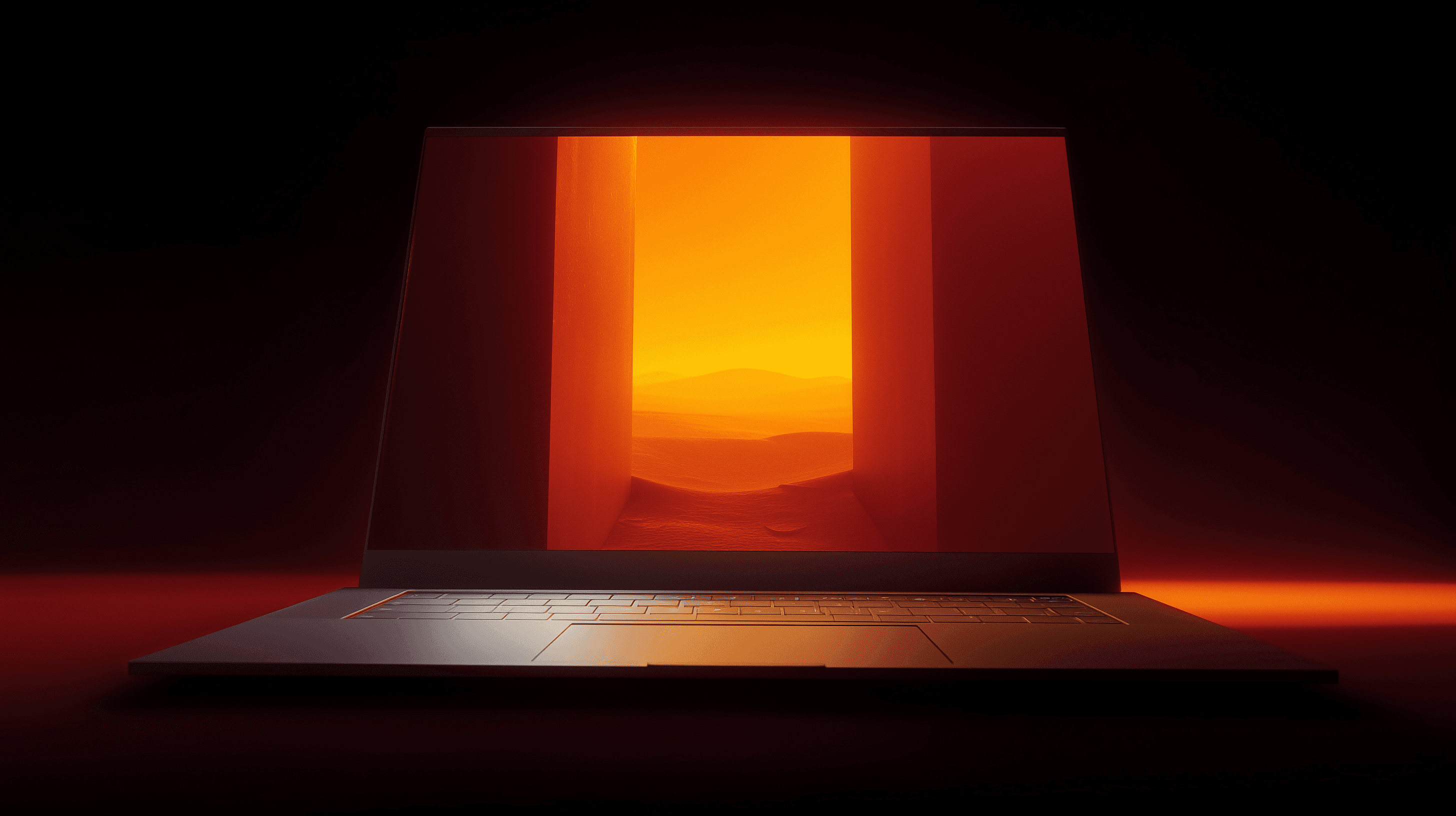 Orange red laptop background