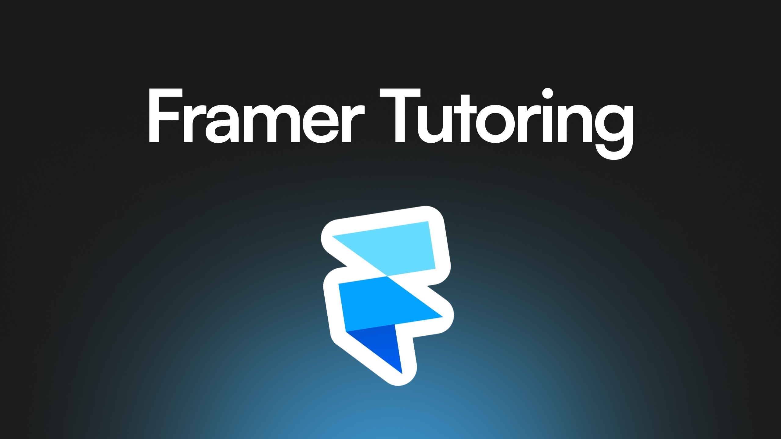 Cover for framer tutoring service with a gradient background and a large text