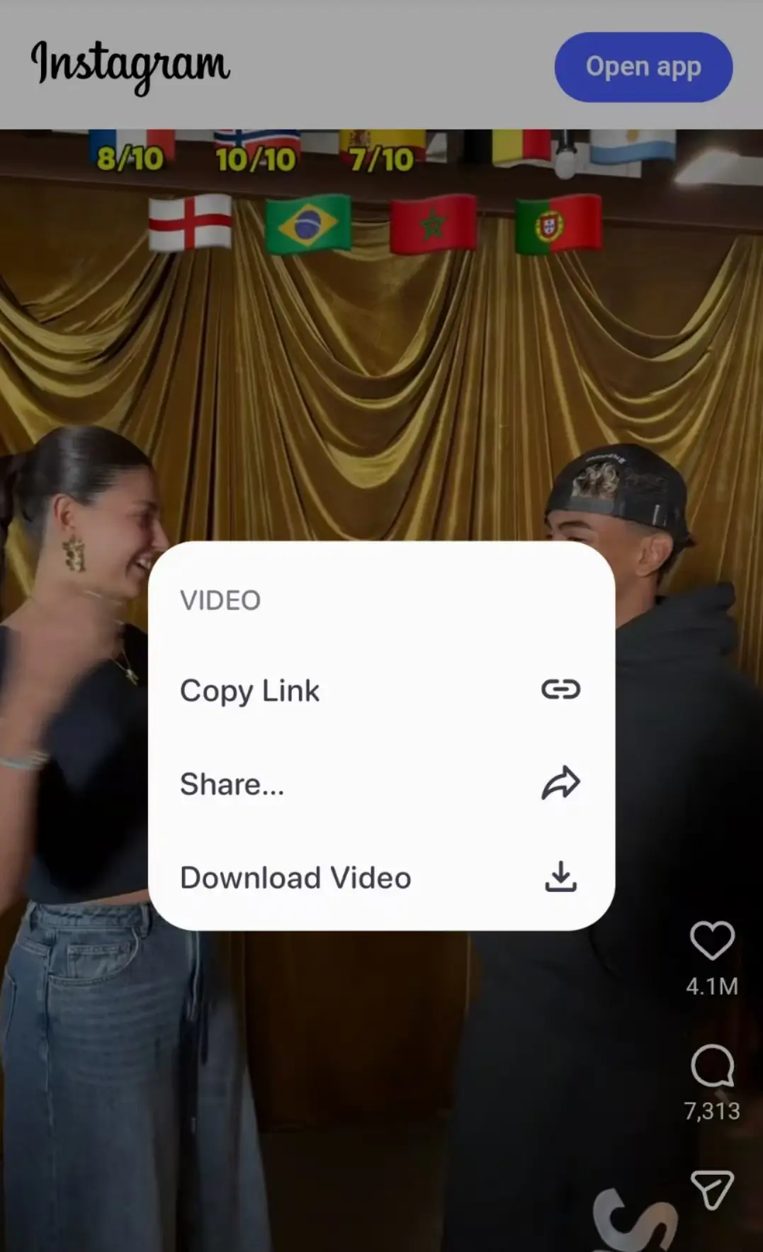 Long press and download instagram video