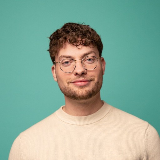 persona portrait image man with orange background and person's image on top
