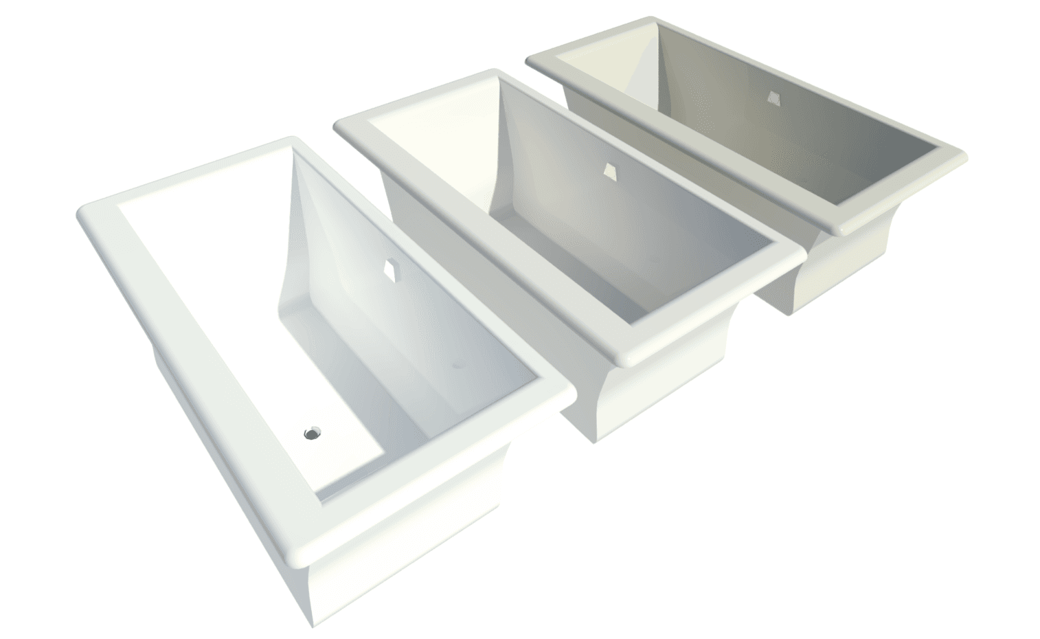 Seamount drop-in bathtub with three colors.