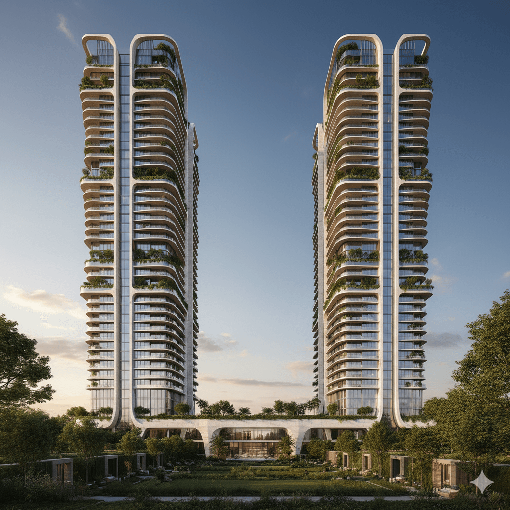 Luxury low-density residential towers with green design