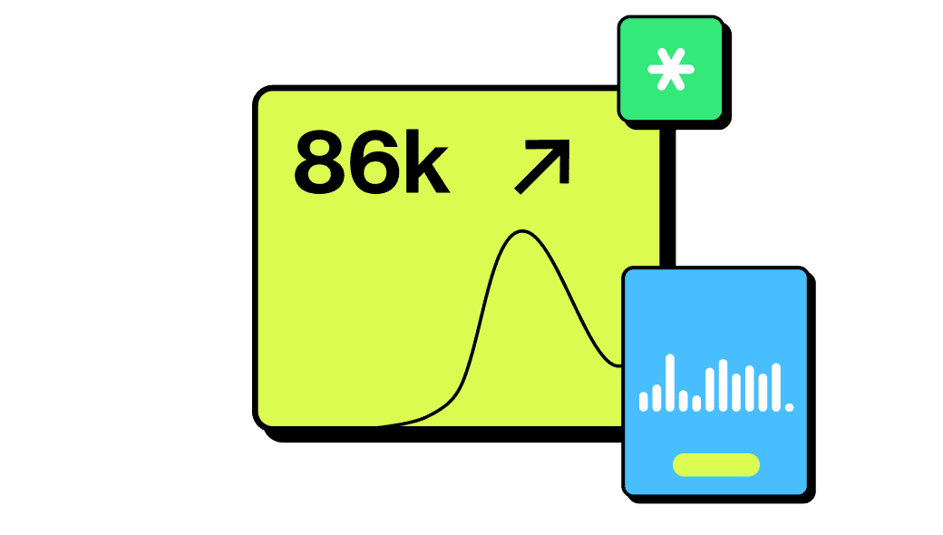 An abstract illustration featuring data visualization with a yellow graph showing an upward trend and numerical value of 86k, alongside a blue chart, symbolizing effective cloud cost optimization strategies.
