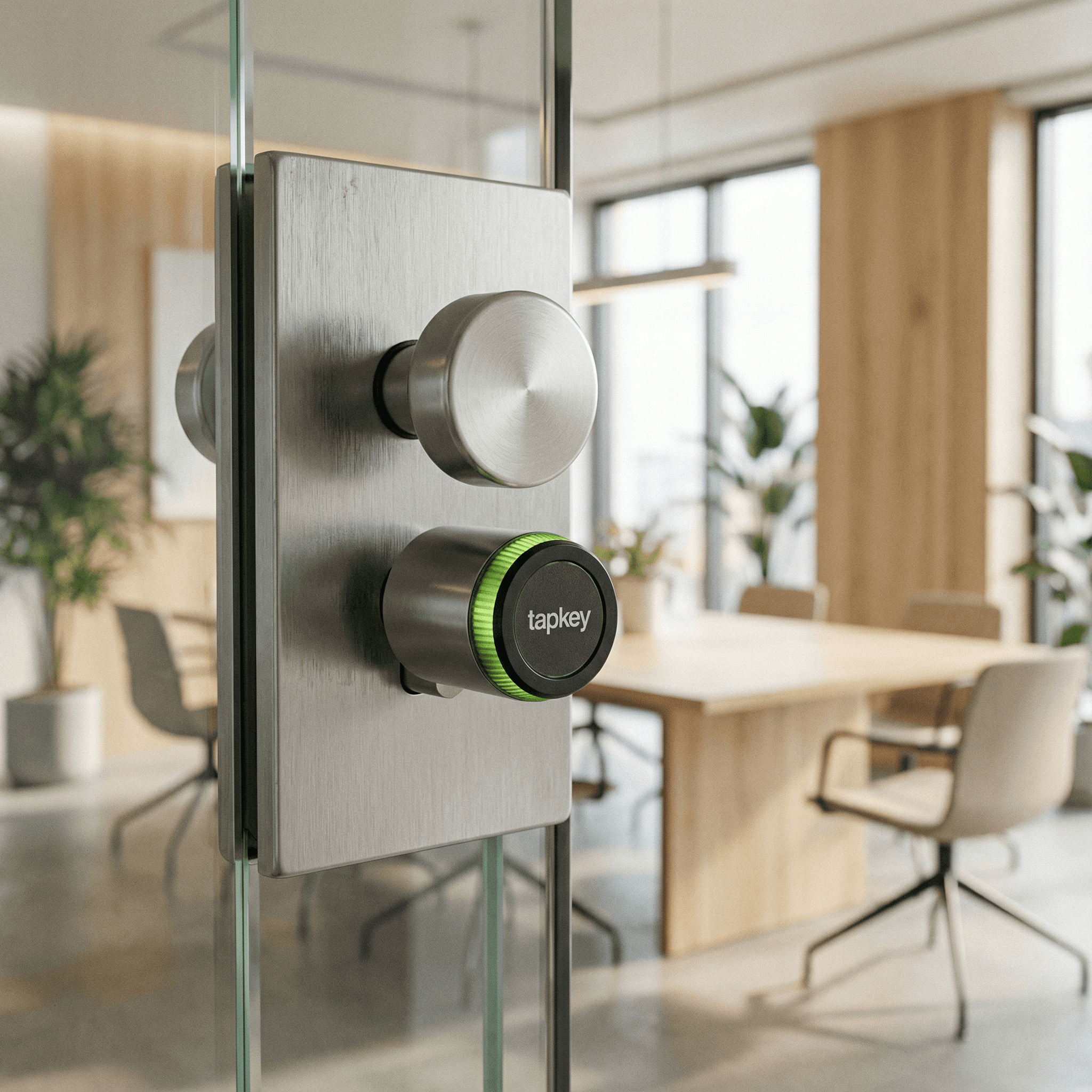 Tapkey Smartlock am Meetingraum in Nahaufnahme - Zugriffskontrolle im anny Buchungssystem
