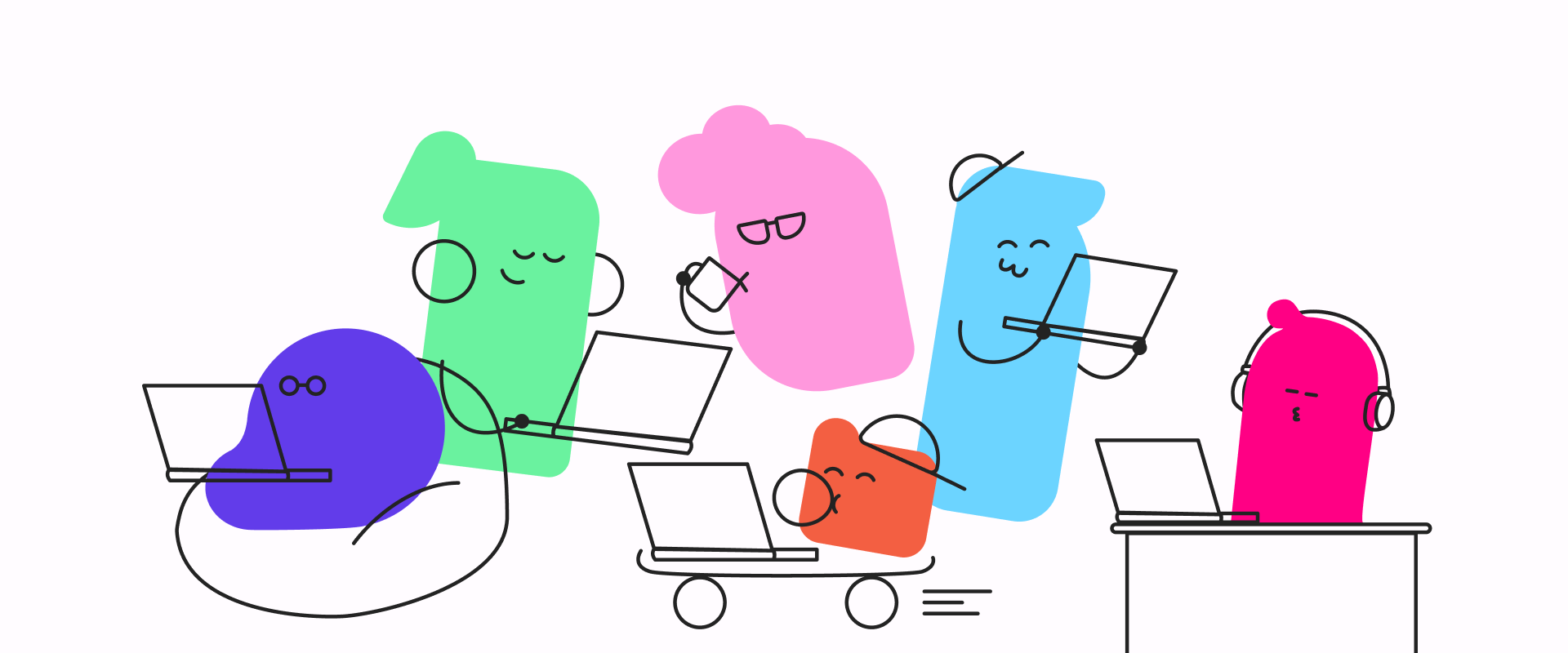 Playful and calming brand illustrations group