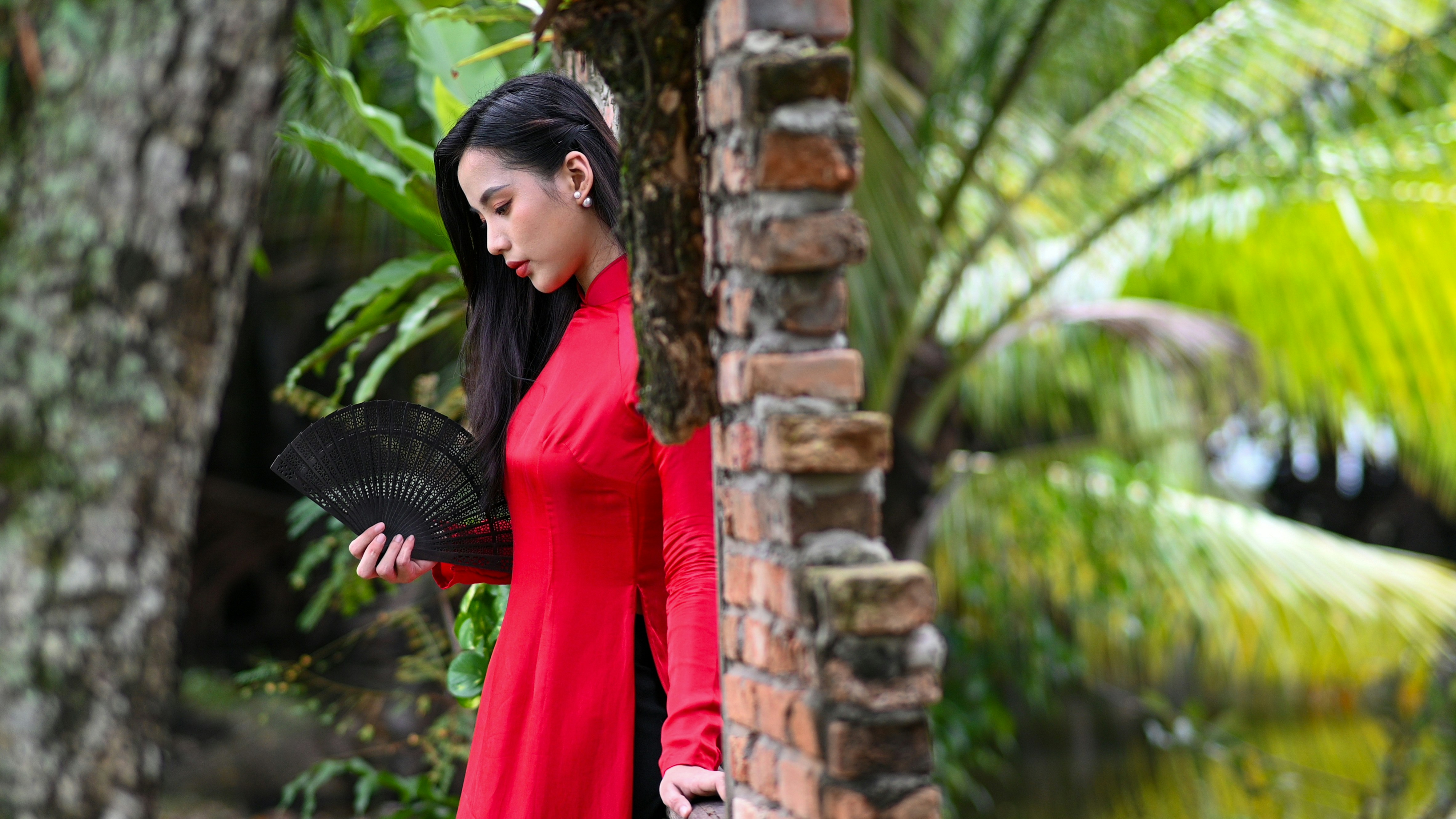 Lady Wearing Red Posing for Picture-  Fall Winery Outfits