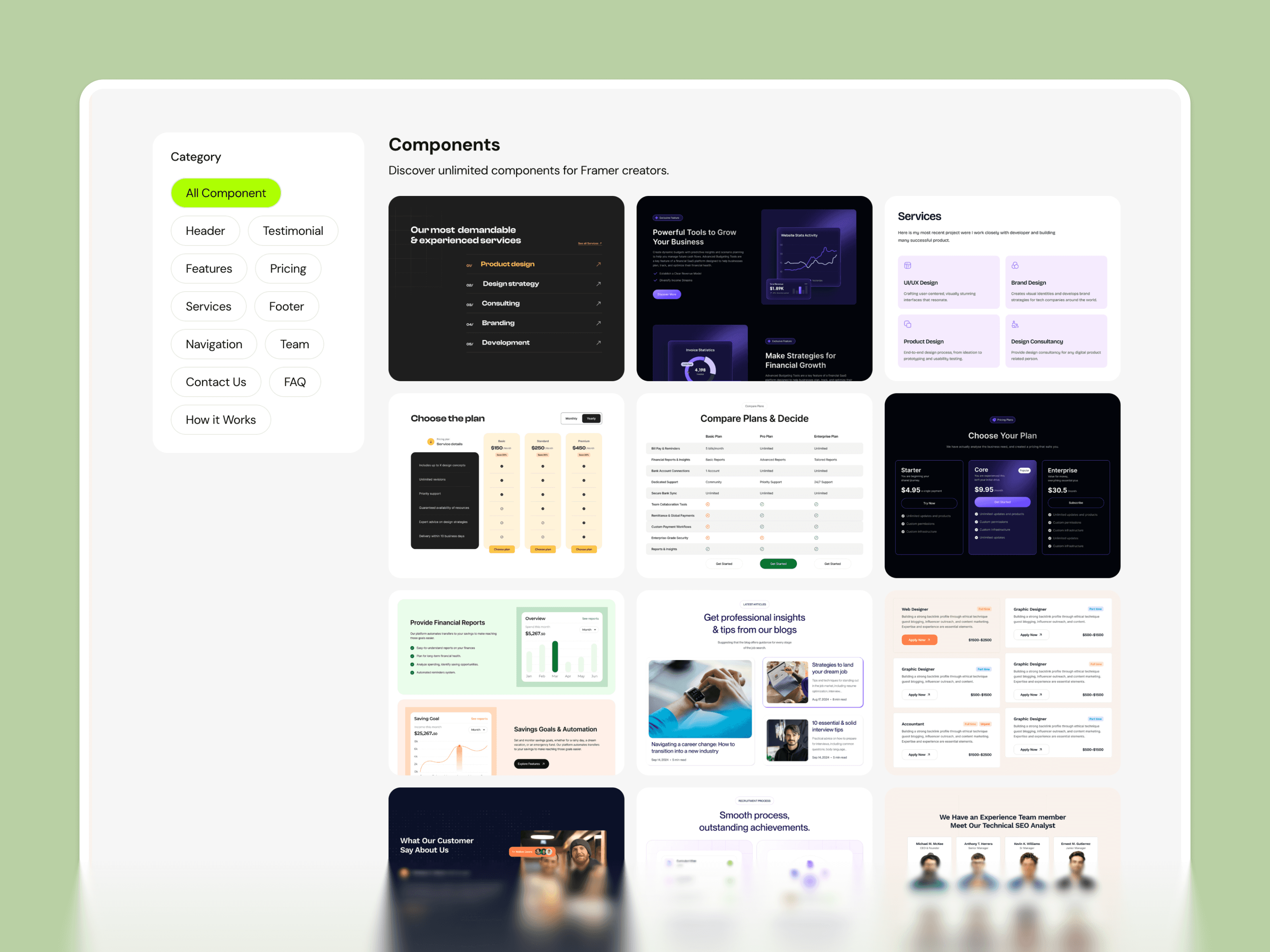 framer template store