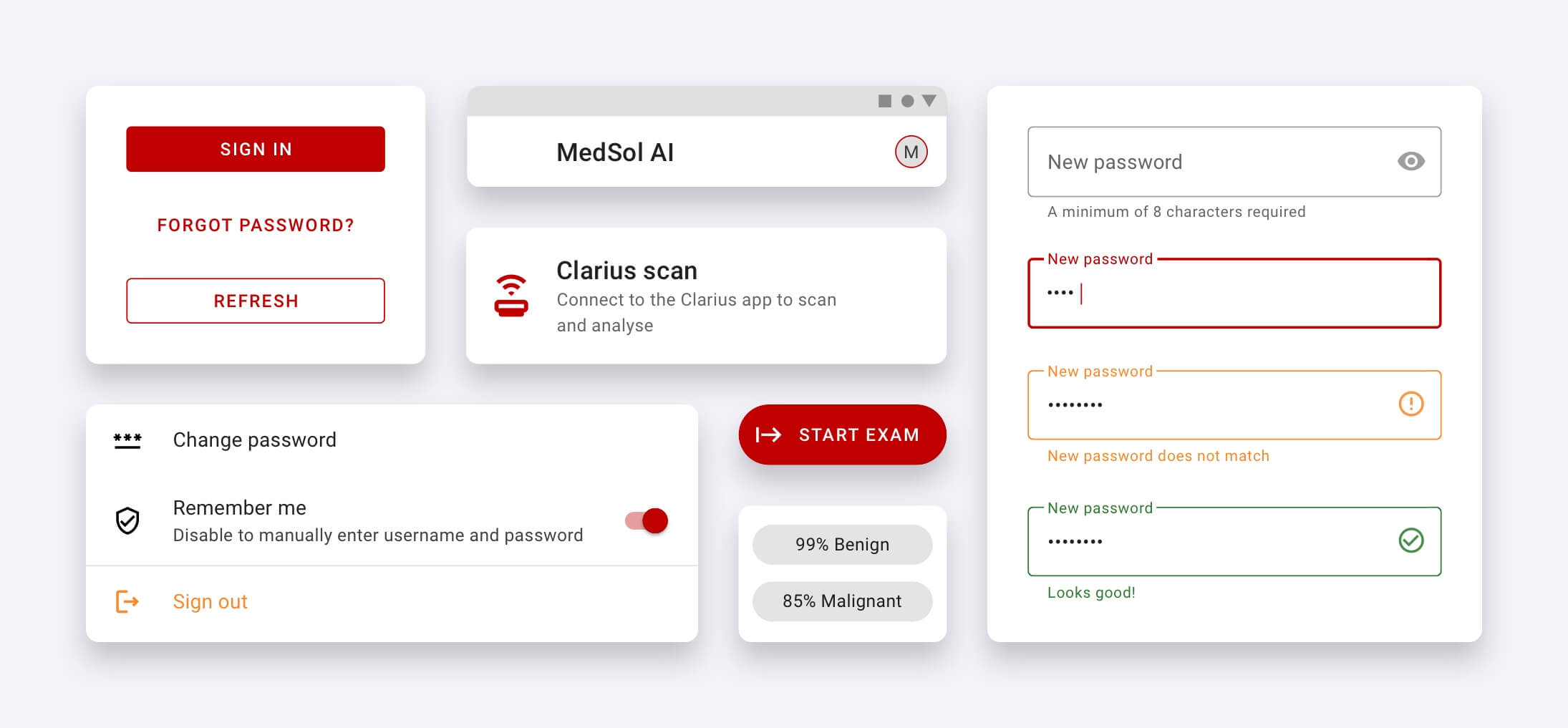 A comprehensive UI component library built out for Medsol AI