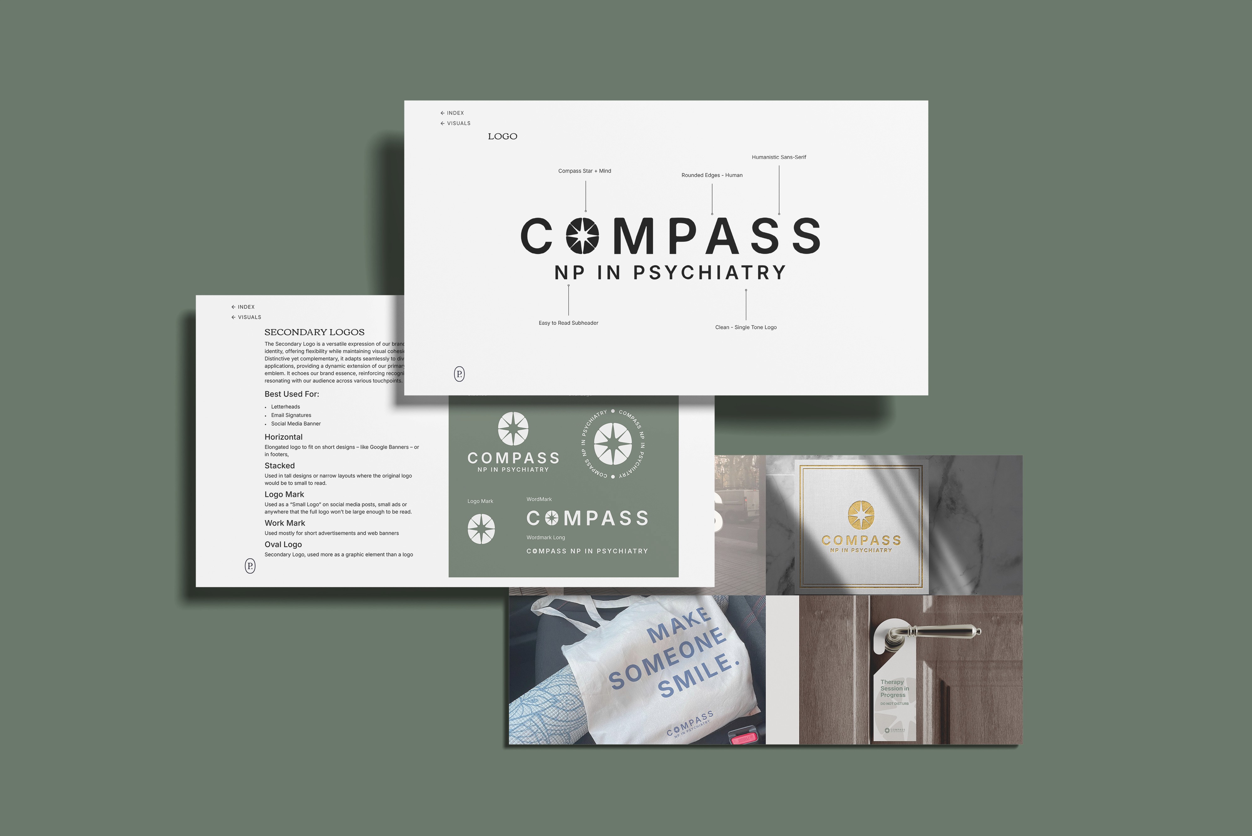 Compass NP in Psychiatry - Brand Design Brand Guidelines Mockup 3
