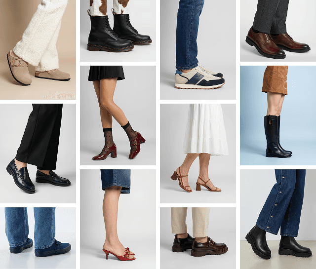 Four images feature a person wearing tank tops in different colors—white, green, blue, and red—paired with black pants against simple backdrops.