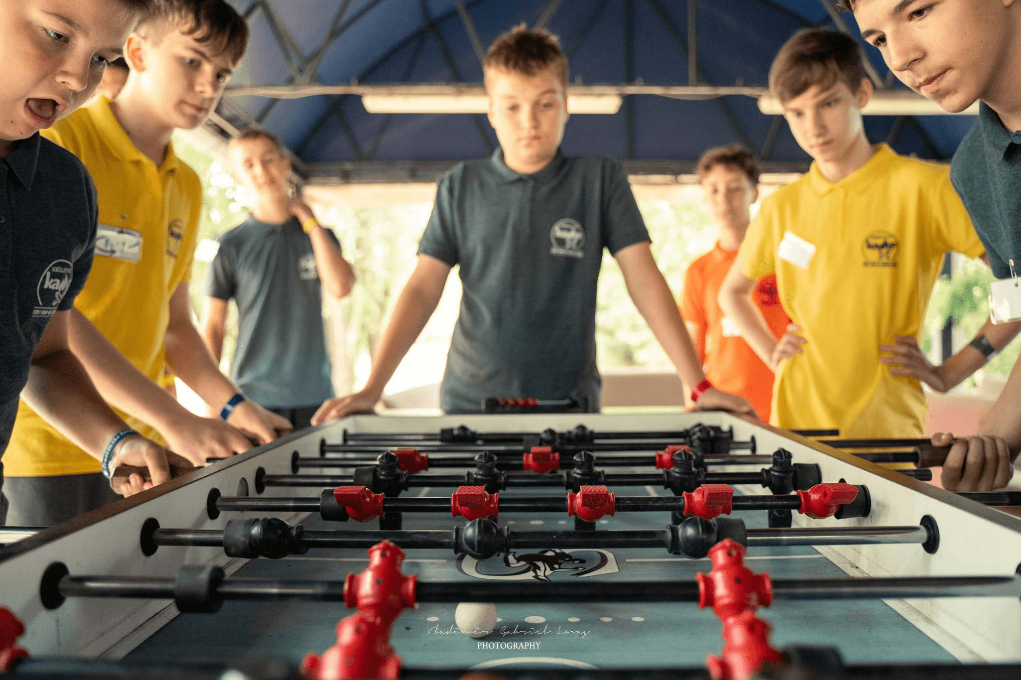 kids playing table football