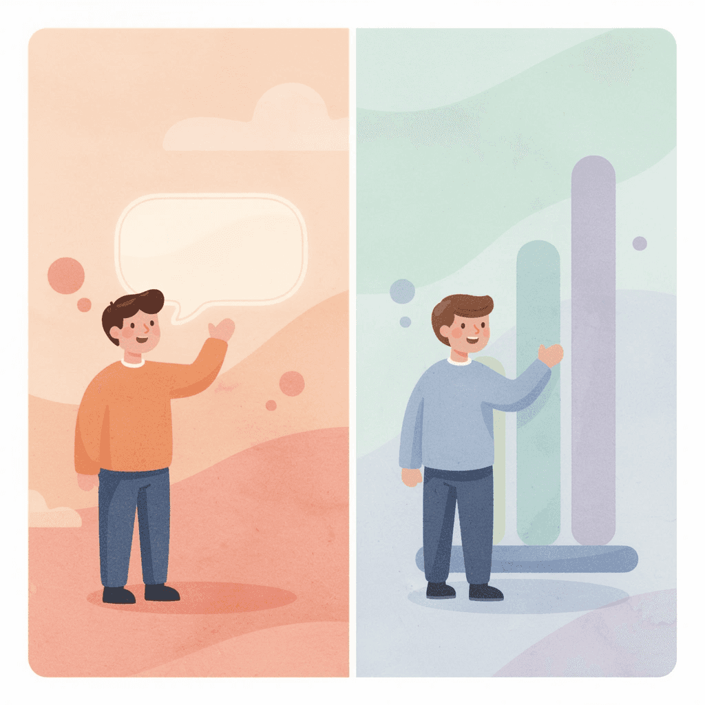 Split scene showing disconnected worksheets versus aligned learning materials