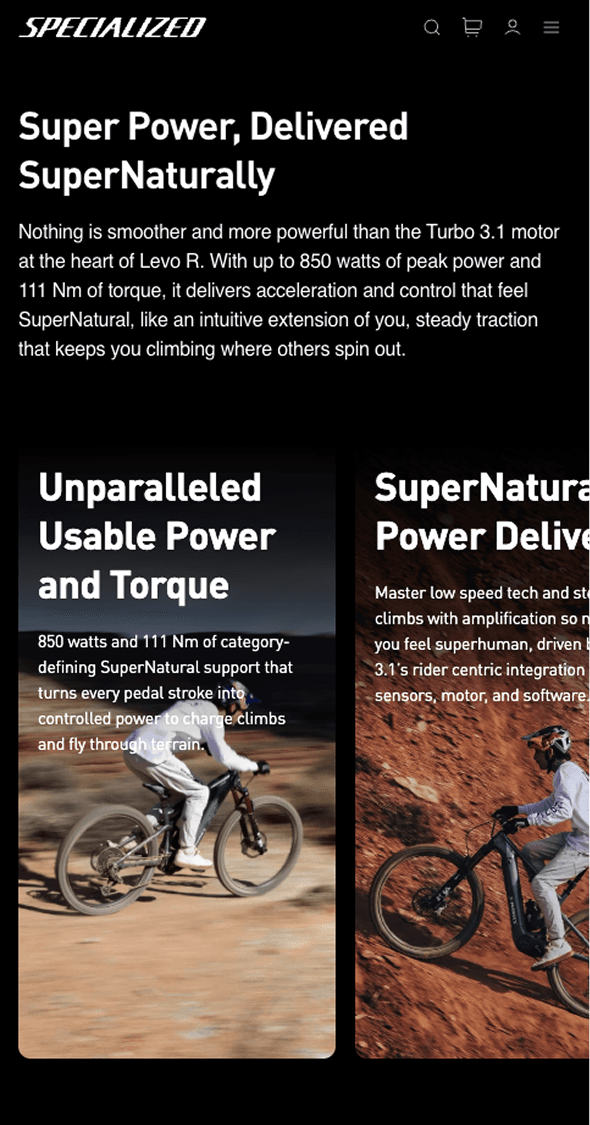 Mobile product education page for Roval cycling performance systems