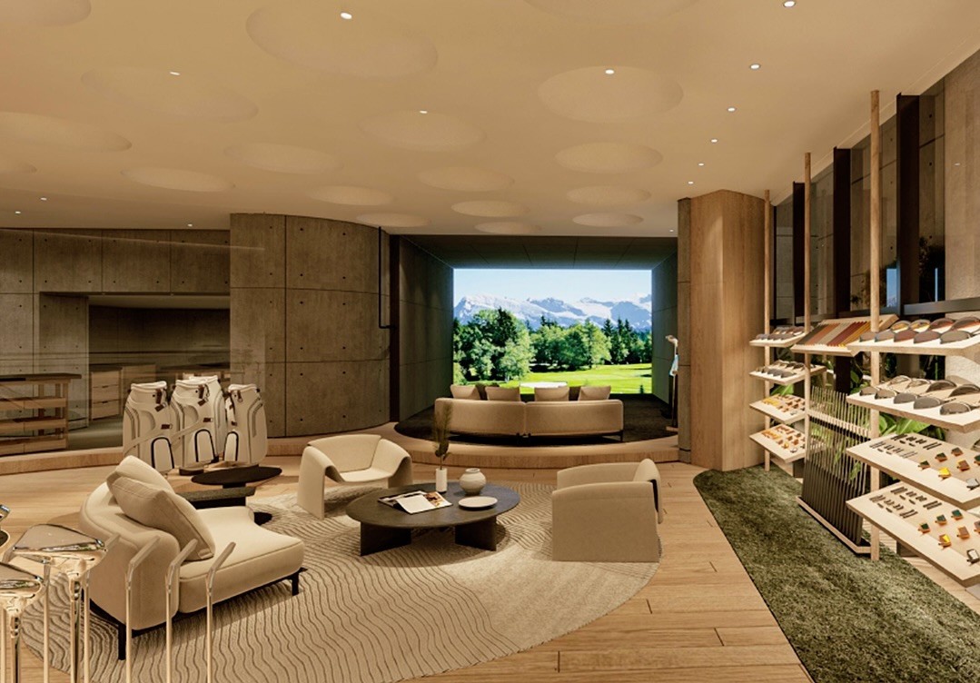 혼마골프 플래그십 스토어 내부 인테리어 - 골프웨어 디스플레이