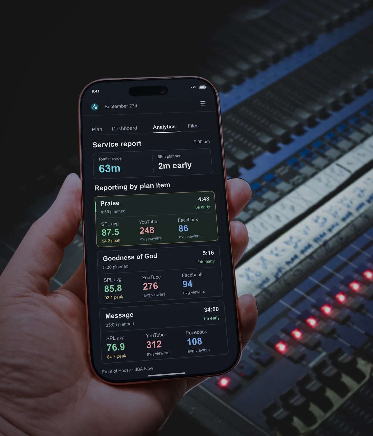 Planning Center live service plan and timers