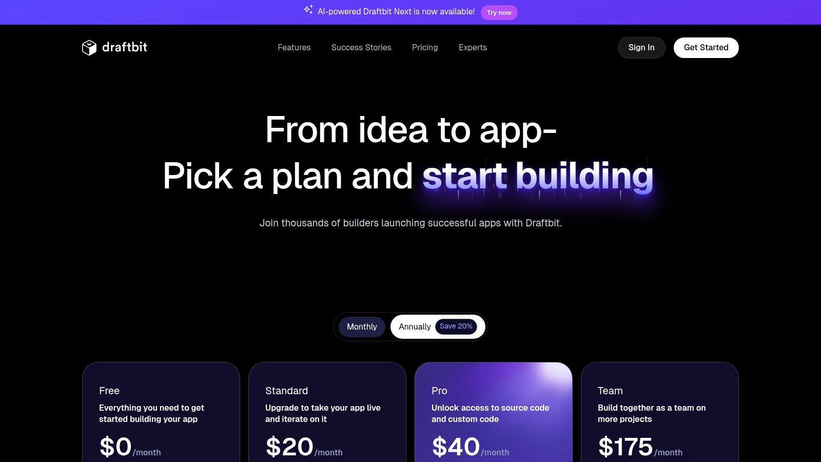Draftbit pricing plans