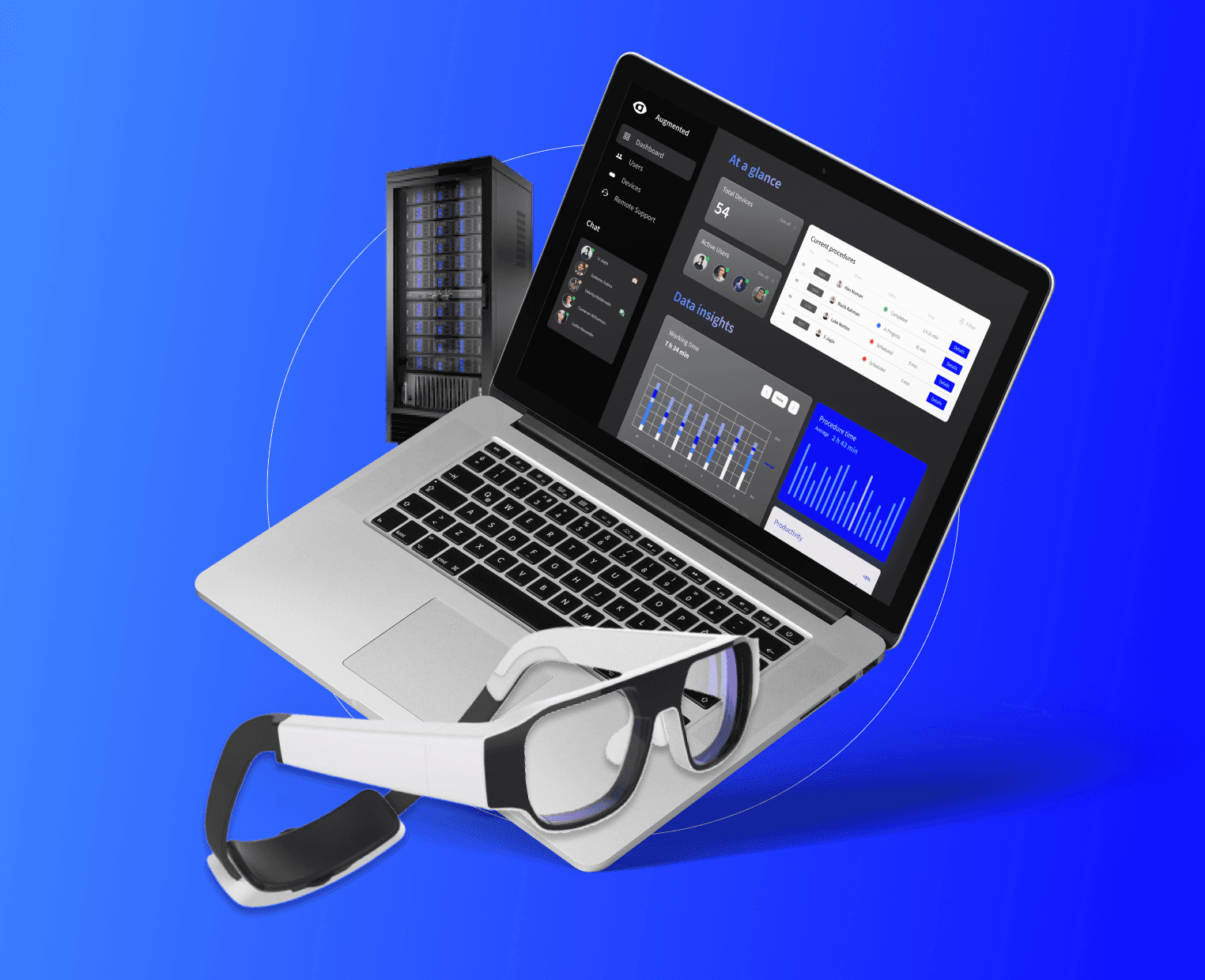 Augmented laptop data smar glasses