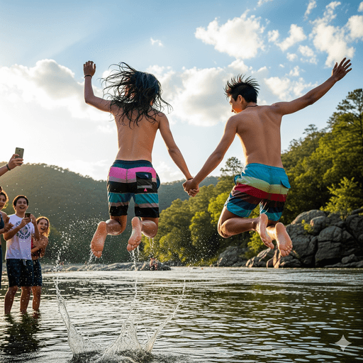 friends jumping