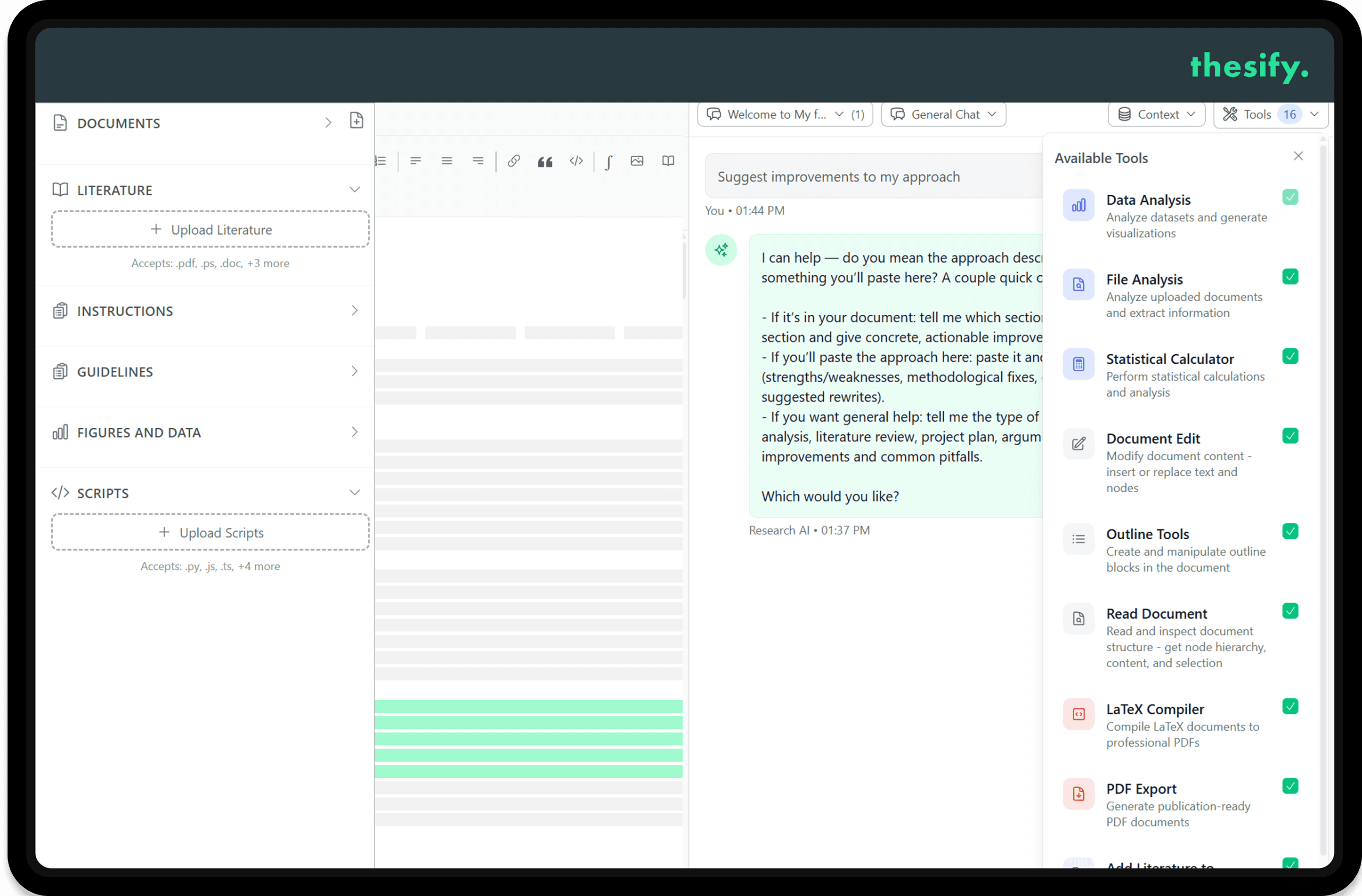 thesfy's app showing resources provided by using semantic search