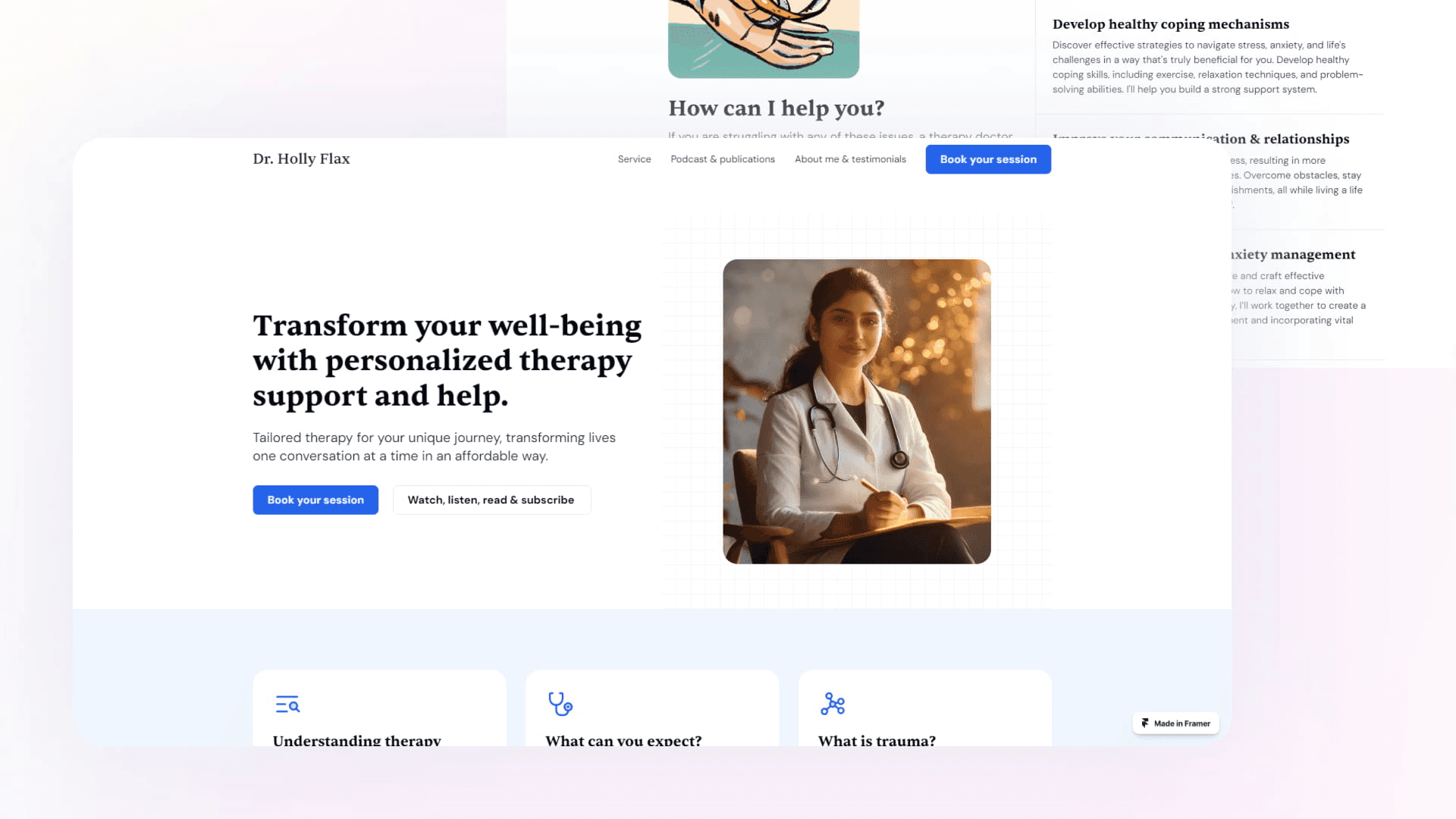 A cover image displaying the hero section of the landing page template for professionals, built in Framer