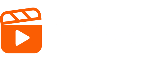 Vidoz logo: red clapperboard with white play button.