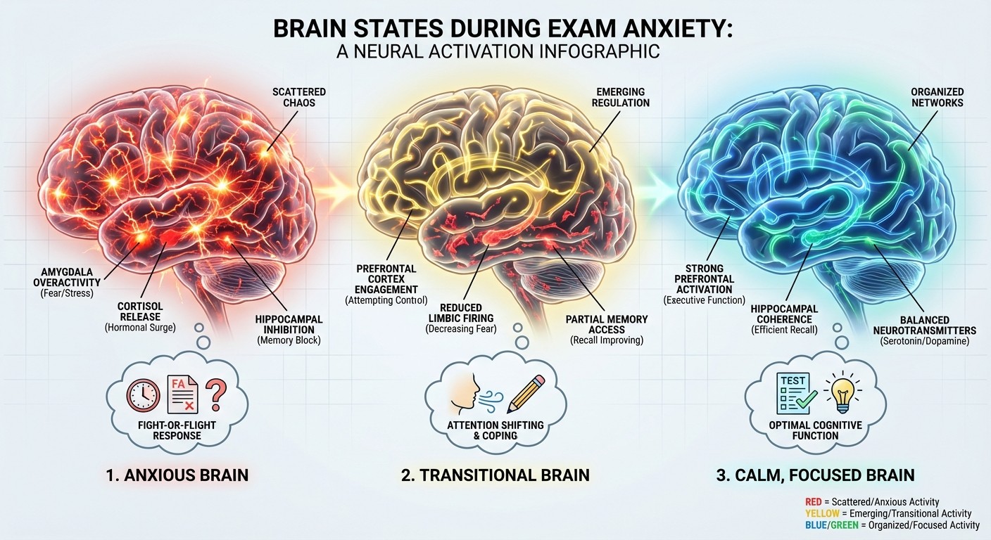 How exam anxiety affects brain function and cognitive processing