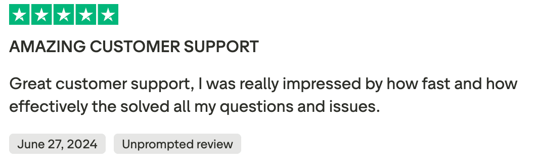 Review about fast customer support