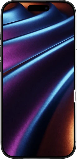 iPhone mockup displaying abstract blue and purple light wallpaper