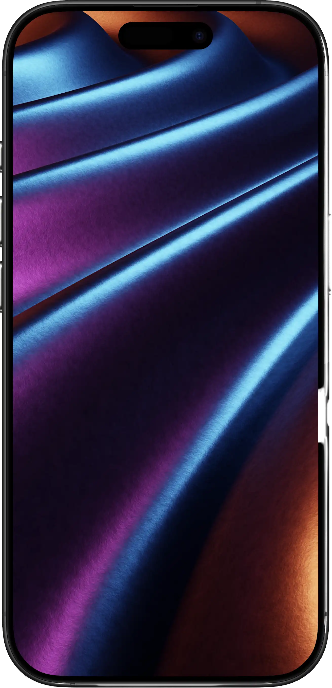 iPhone mockup displaying abstract blue and purple light wallpaper