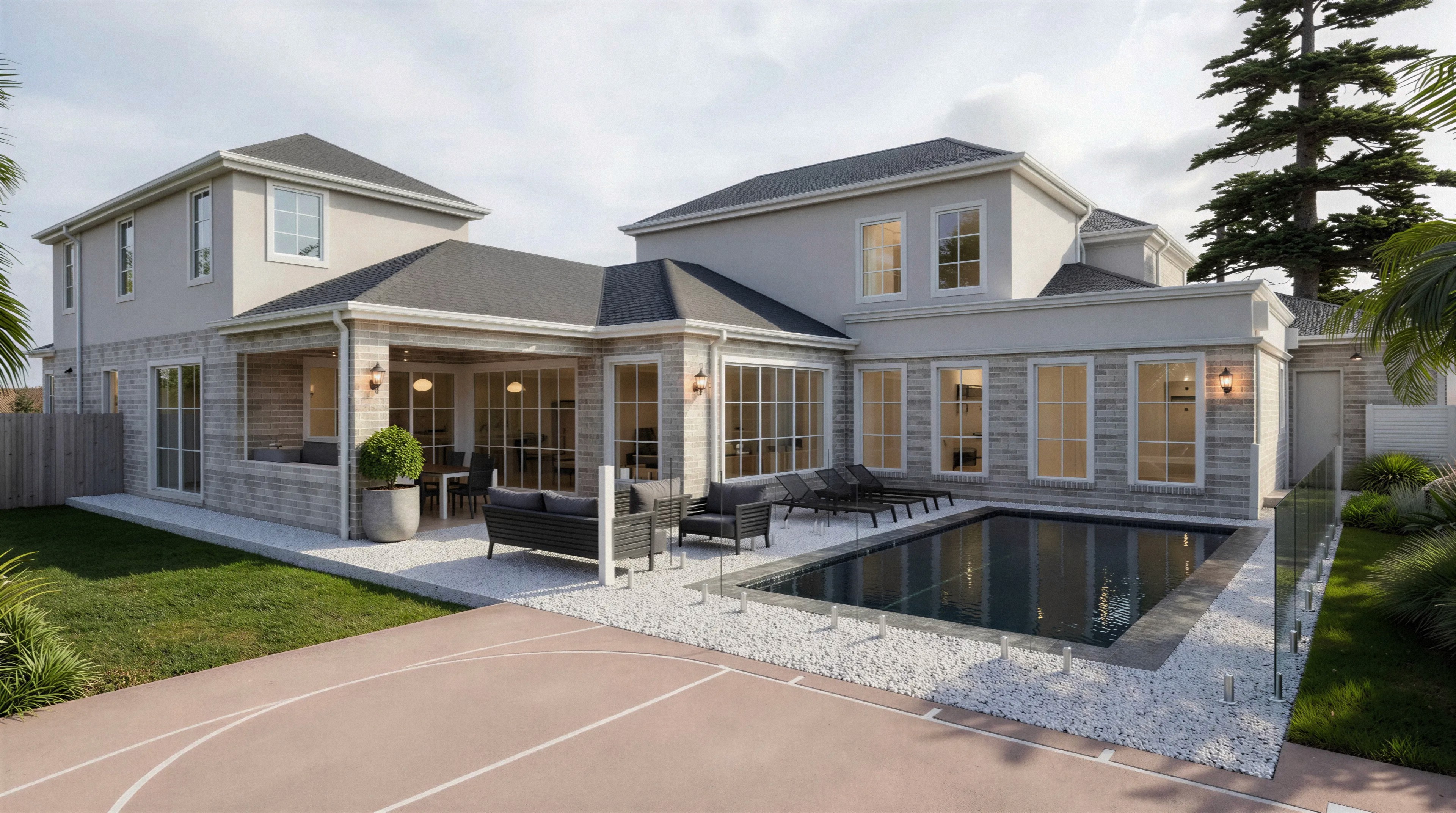 Large residential design in Keilor East balancing classical proportions, refined materiality and complex site conditions around established trees