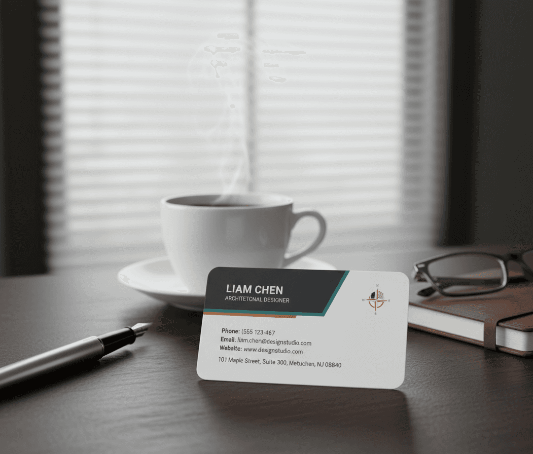 business card in an office setting
